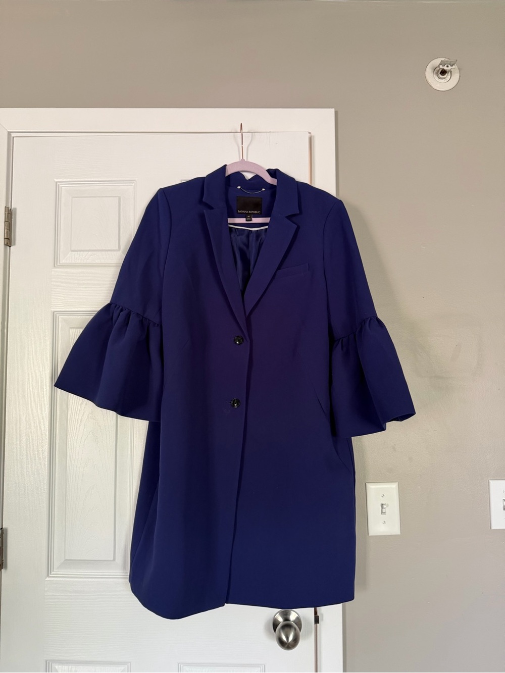 Banana Republic Peplum Sleeve Royal Dark Blue Long Blazer Jacket